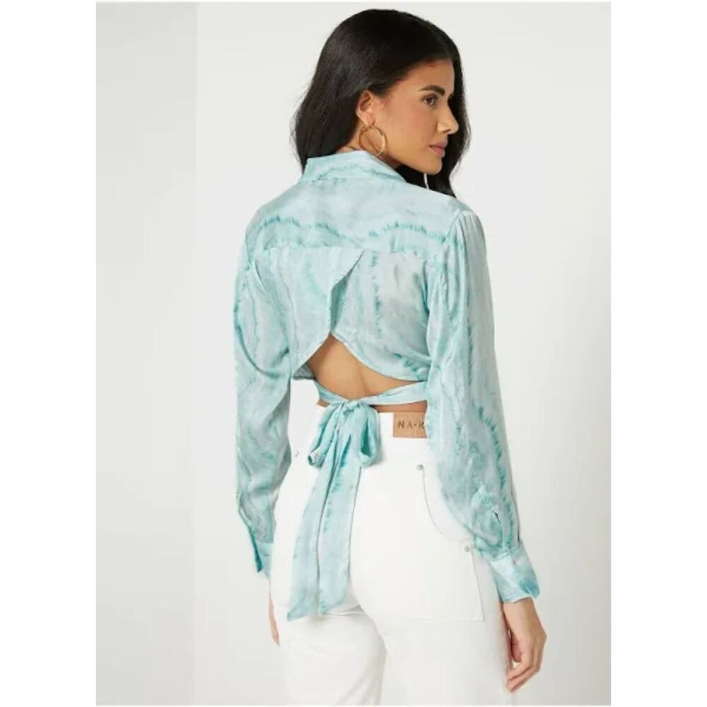 NWT Topshop tie dye twist front satin blouse